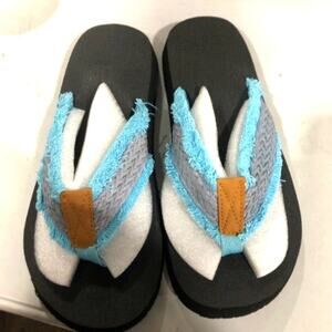 Blue & Black Flip Flips Beach Shoes Comfortable Sandals Vacation Women's Size 8